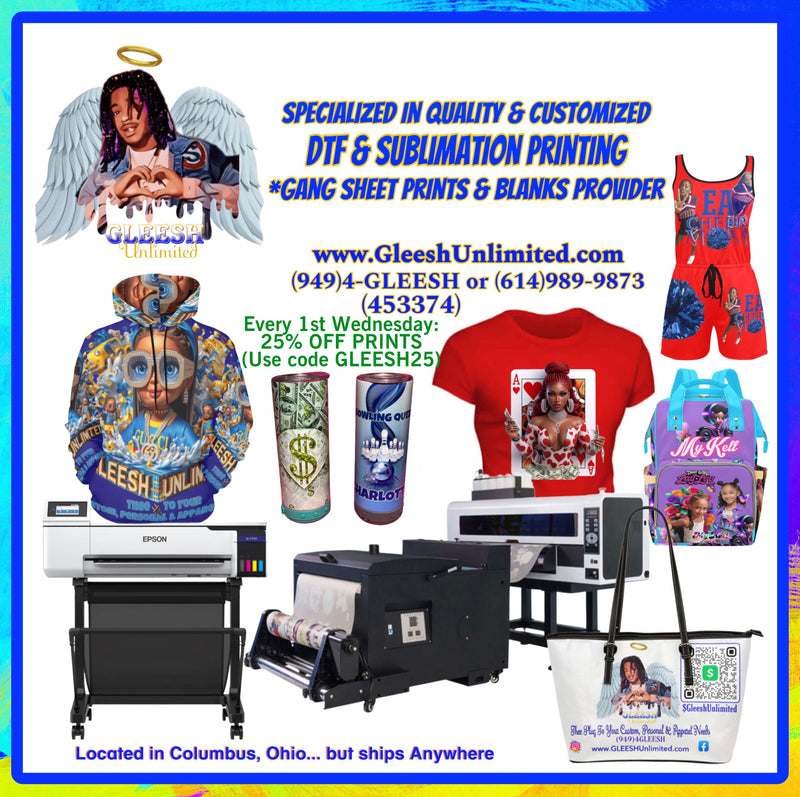 GLEESH Unlimited sublimation gang sheet printing