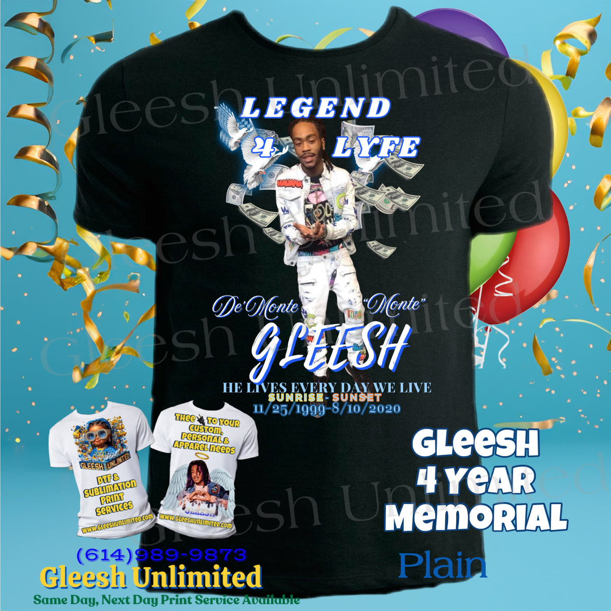 GLEESH Legend 4 Lyfe Memorial T-Shirt