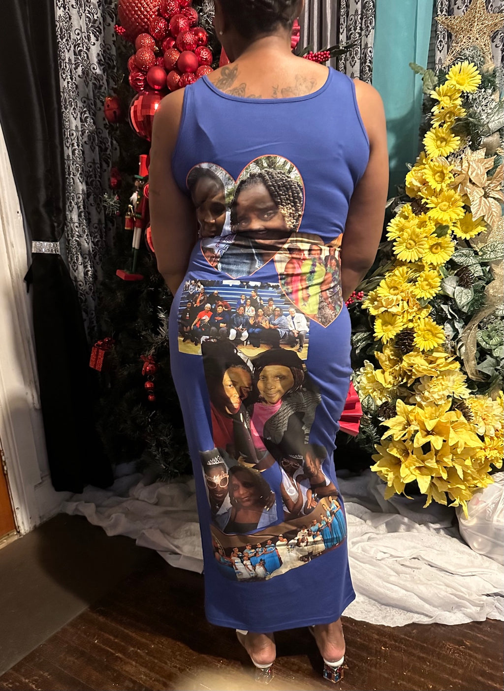 White custom DTF photo dress front by Gleesh Unlimited