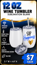 GLEESH Unlimited 12 oz wine sublimation tumbler blank - $7