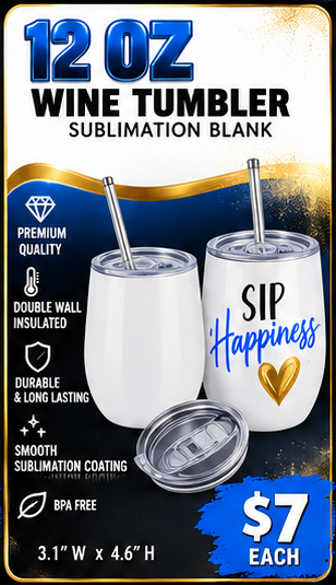 GLEESH Unlimited 12 oz wine sublimation tumbler blank - $7