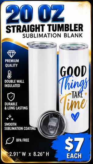 GLEESH Unlimited 20 oz straight sublimation tumbler blank - $7