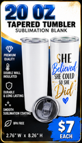 GLEESH Unlimited 20 oz tapered sublimation tumbler blank - $7