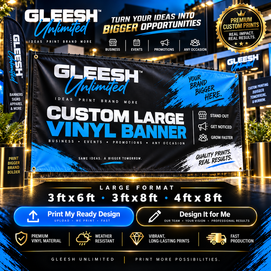 GLEESH Unlimited custom large vinyl banner service graphic