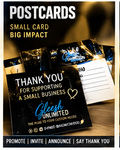 GLEESH Unlimited custom postcards full color mockup