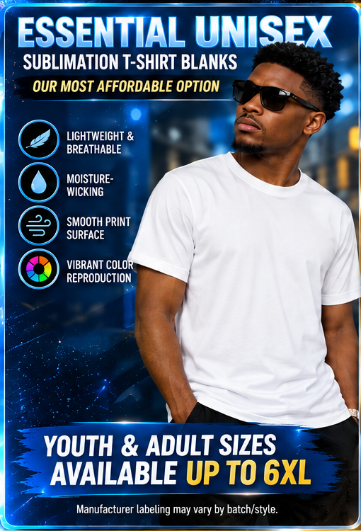 GLEESH Unlimited Essential Unisex 100% polyester sublimation T-shirt blank