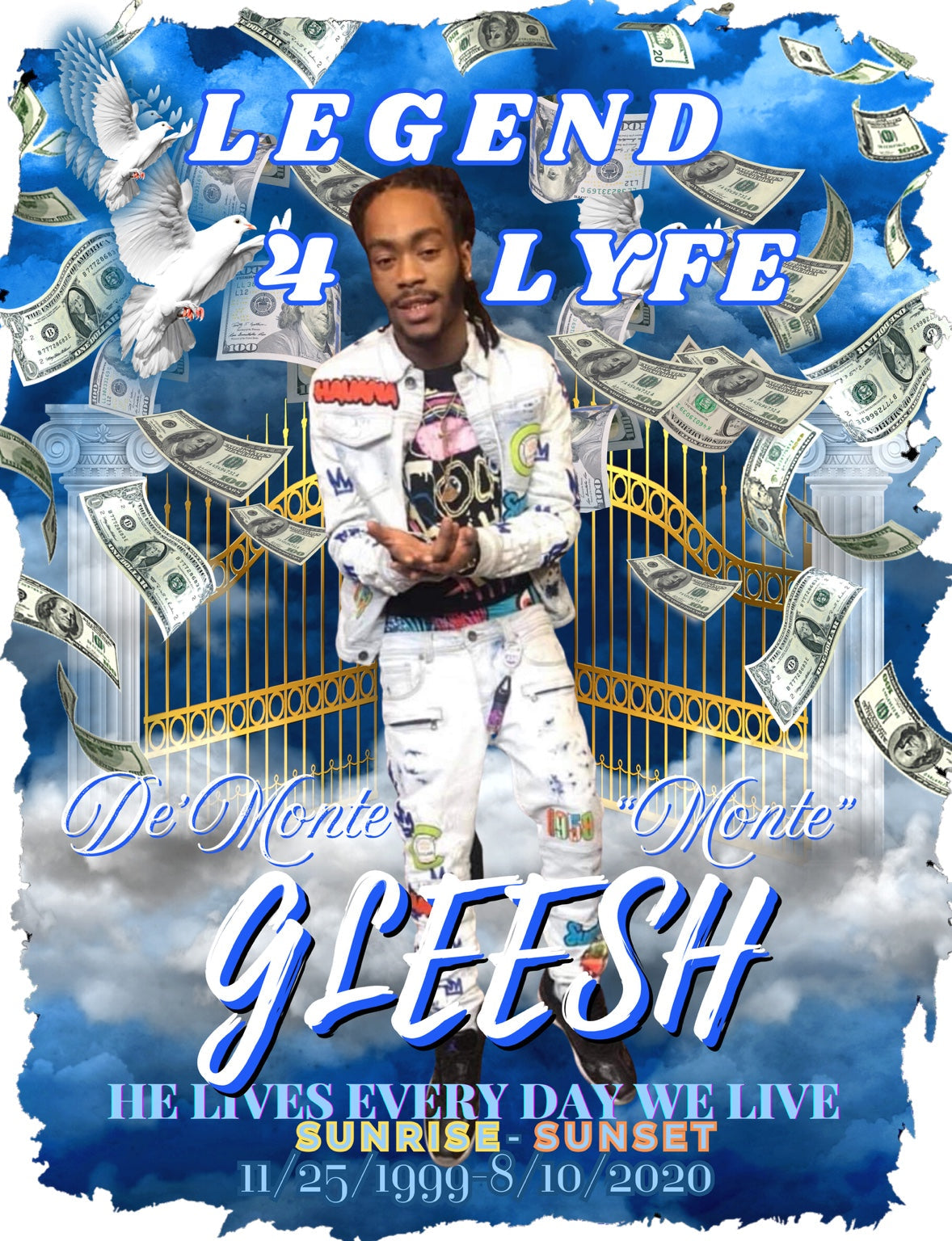 Premium matte print example using original GLEESH memorial artwork