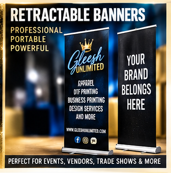 GLEESH Unlimited retractable banner display mockup