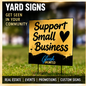 GLEESH Unlimited custom yard signs mockup
