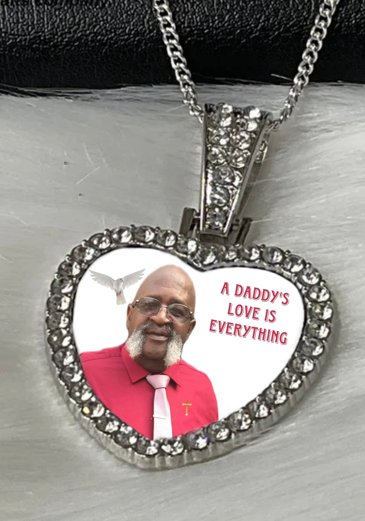 Personalized Heart Rhinestone Bling Memorial Necklace – Single Sided