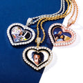 Personalized Double-Sided Rotating Heart Rhinestone Memorial Necklace