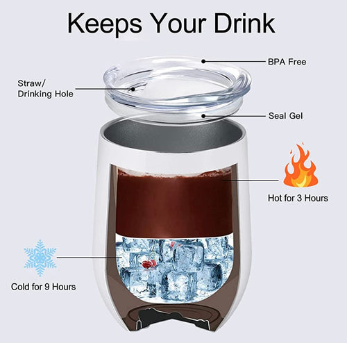 Custom 12 oz Wine Tumbler with Reusable Straw