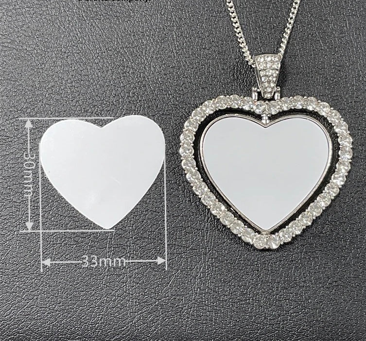 Personalized Heart Rhinestone Bling Memorial Necklace – Single Sided
