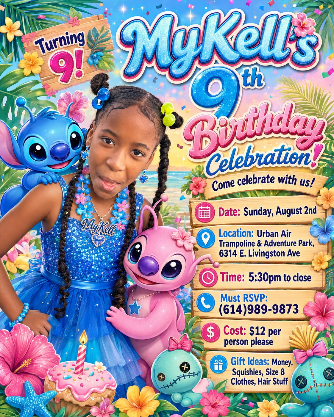 Custom poster example using original MyKell birthday artwork