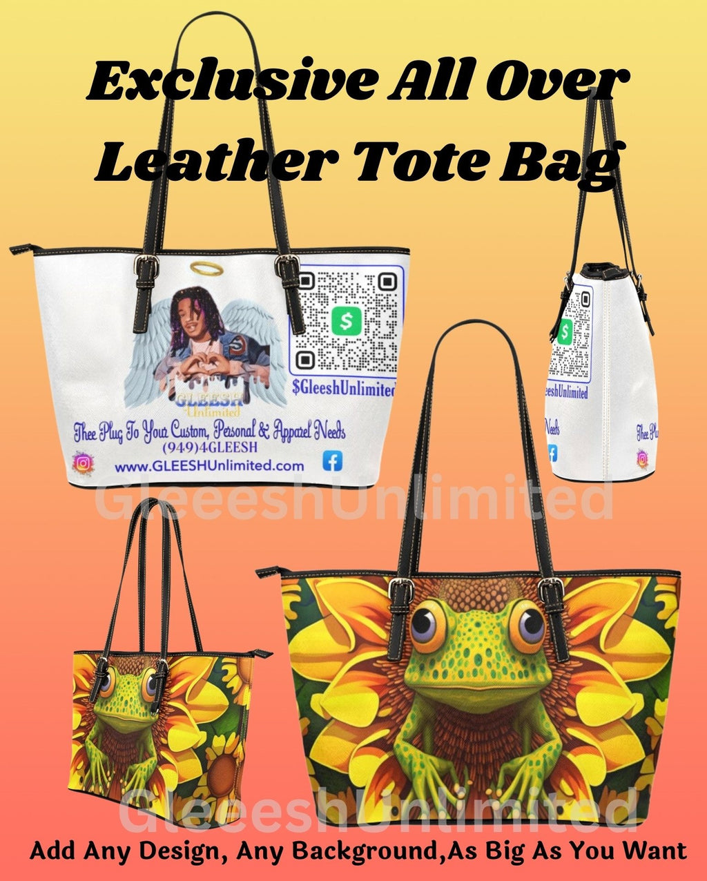 Custom Leather Tote Bag – All-Over Print