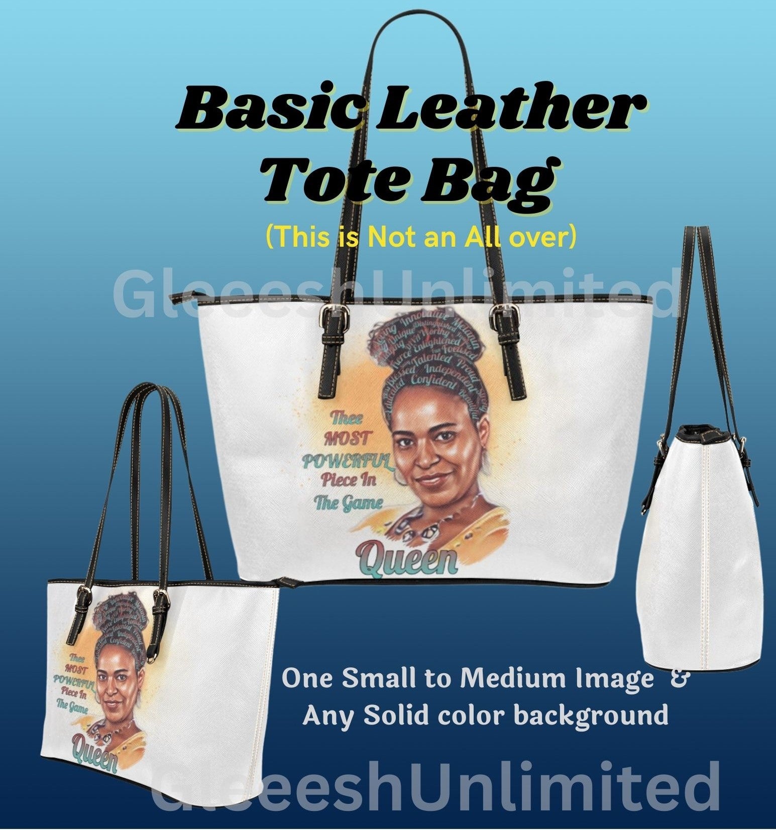 Custom Basic Leather Tote Bag – Standard Print