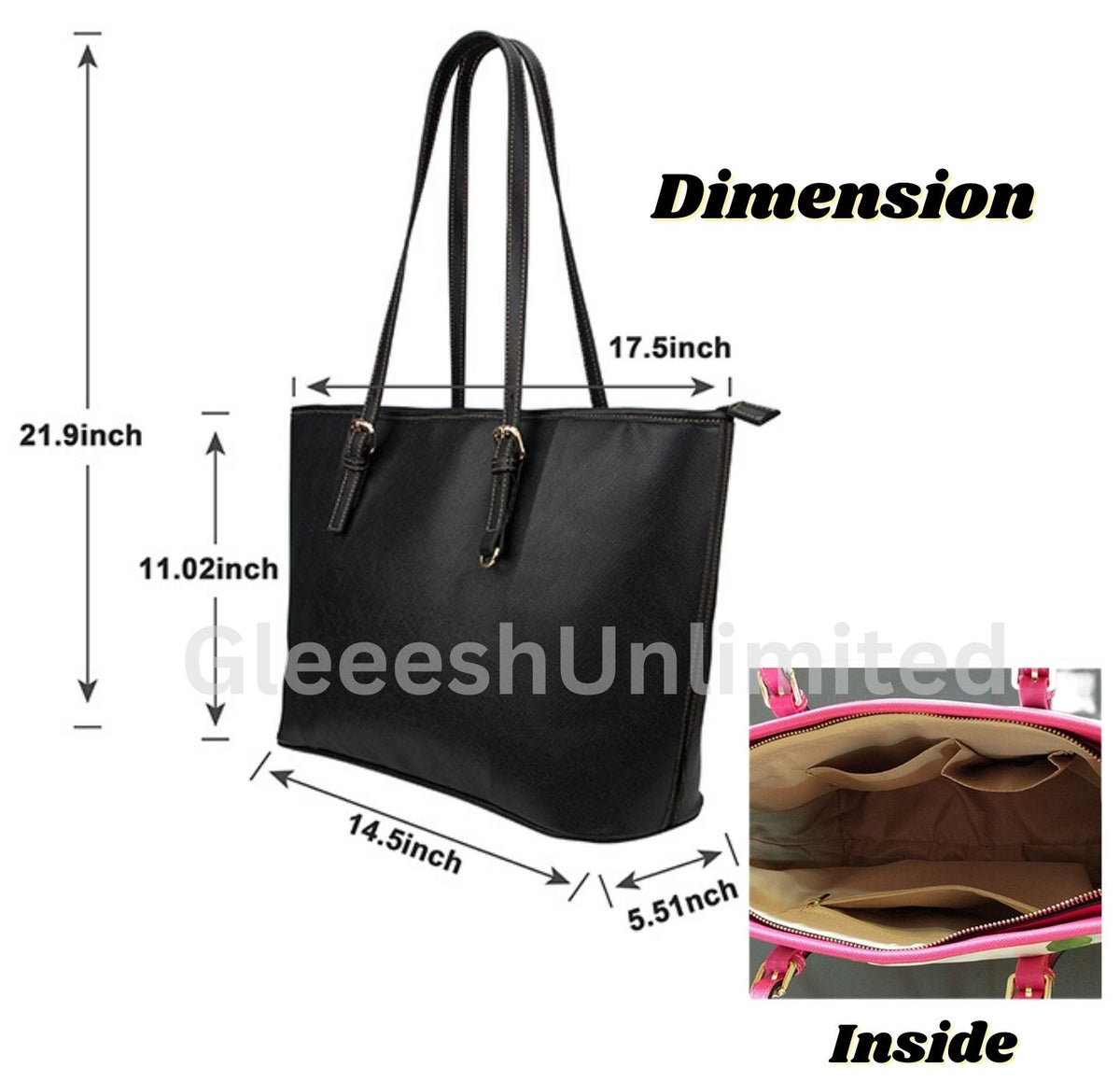 Custom Leather Tote Bag – All-Over Print